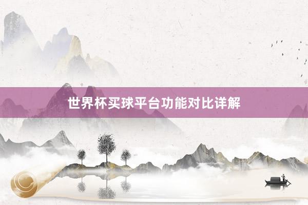 世界杯买球平台功能对比详解