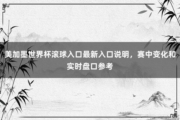 美加墨世界杯滚球入口最新入口说明，赛中变化和实时盘口参考